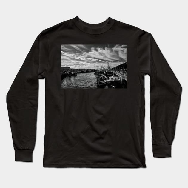 North Shields Fish Quay in Monochrome Long Sleeve T-Shirt by Violaman